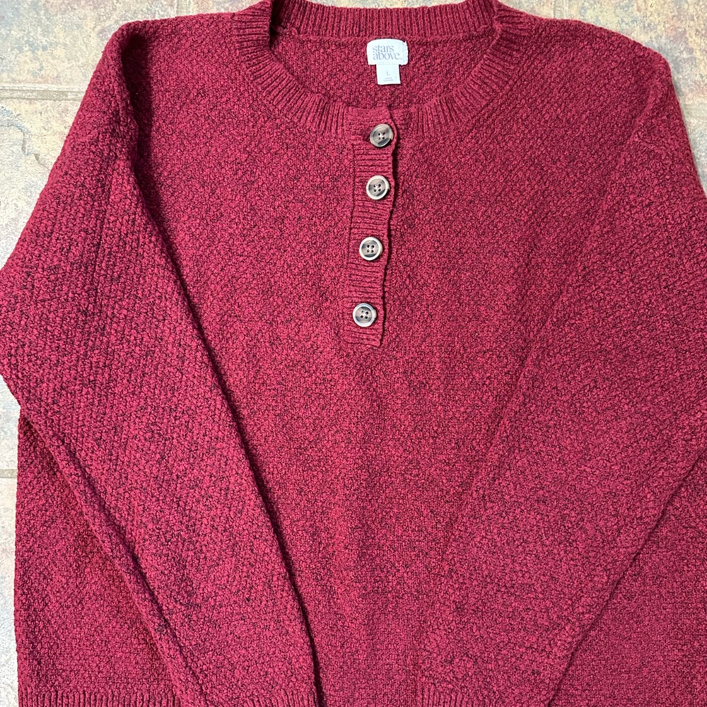 maroon Stars Above long sleeve women’s sweater - Picture 3 of 6